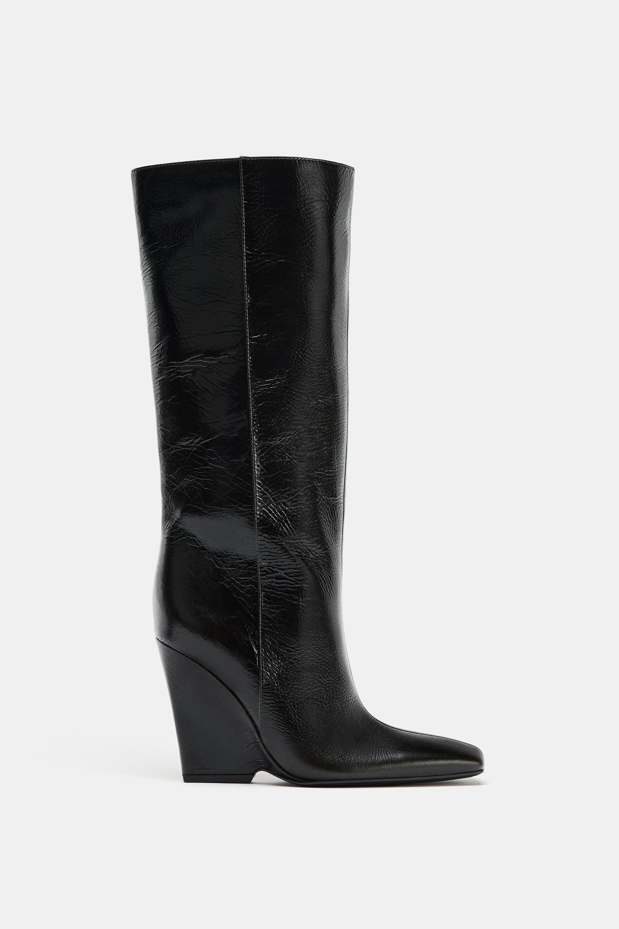 FAUX WEDGE HEEL BOOTS